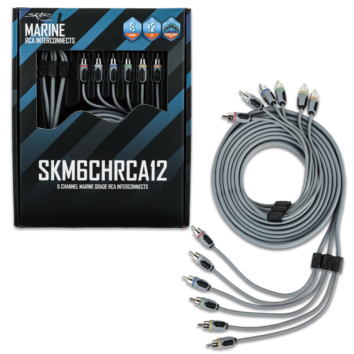 SKM6CHRCA12 | 12 Ft 6-Channel Marine Grade RCA Interconnect Cable