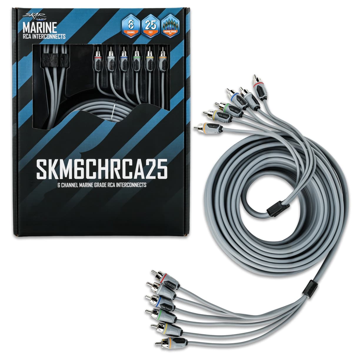 SKM6CHRCA25 | 25 Ft 6-Channel Marine Grade RCA Interconnect Cable