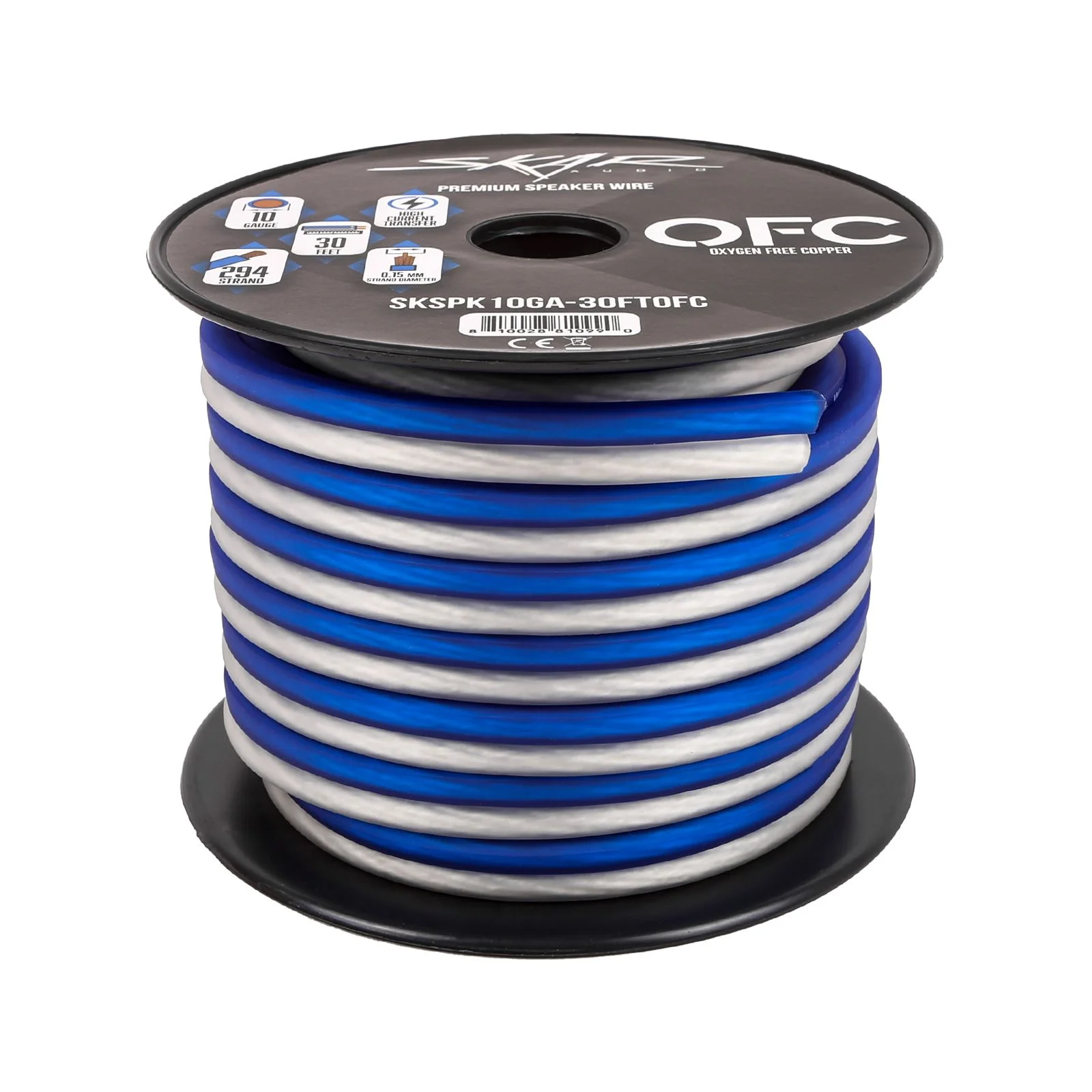 10-Gauge Elite Series Max-Flex (OFC) Speaker Wire - Blue/White - Image 2
