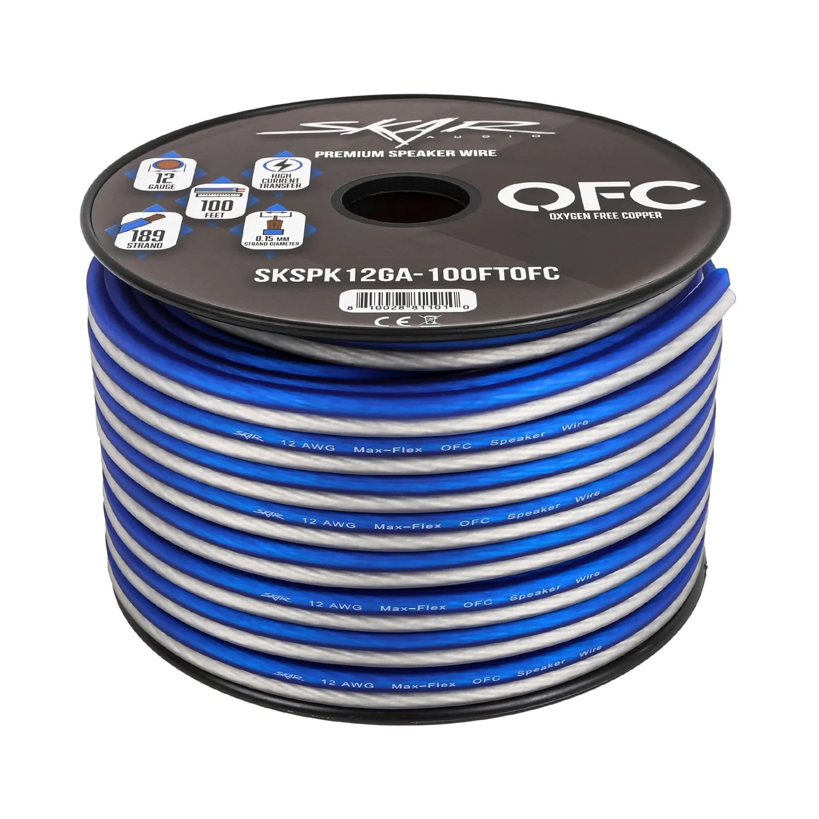 12-Gauge Elite Series Max-Flex (OFC) Speaker Wire - Blue/White - Image 2