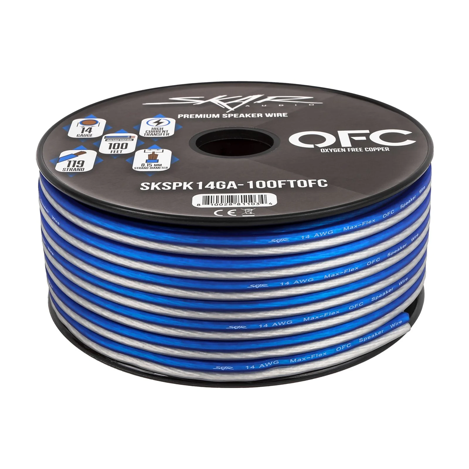 14-Gauge Elite Series Max-Flex (OFC) Speaker Wire - Blue/White - Image 2
